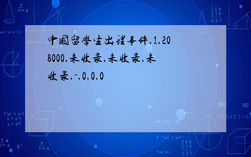 中国留学生出理事件,1,208000,未收录,未收录,未收录,-,0,0,0