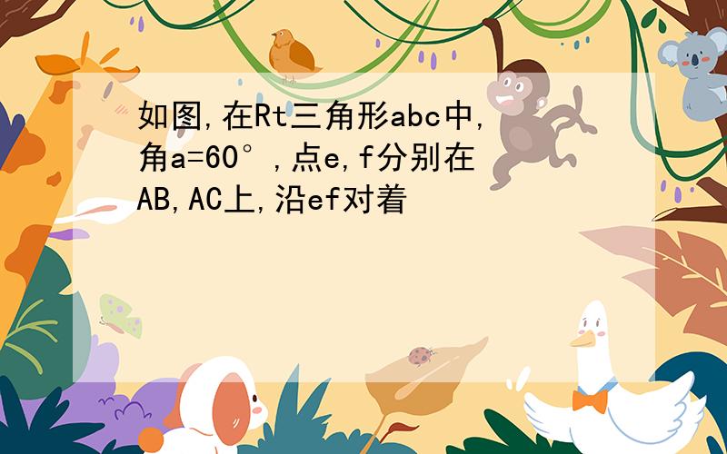 如图,在Rt三角形abc中,角a=60°,点e,f分别在AB,AC上,沿ef对着