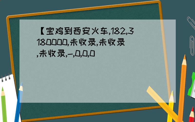 【宝鸡到西安火车,182,3180000,未收录,未收录,未收录,-,0,0,0