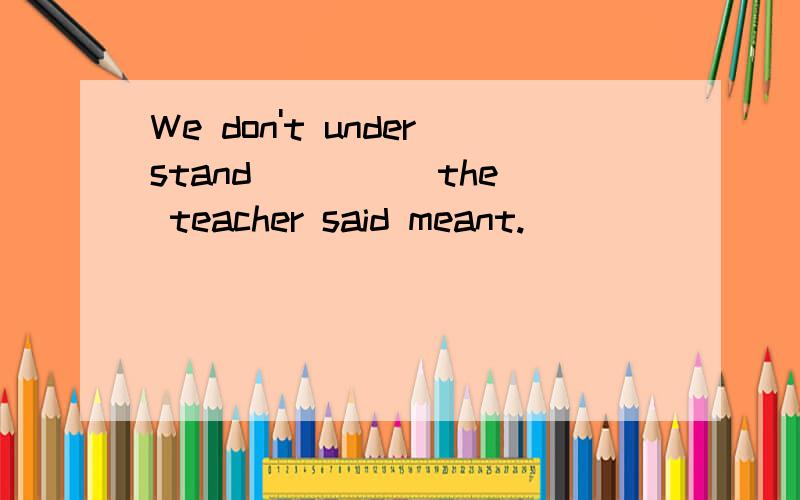 We don't understand ____ the teacher said meant.