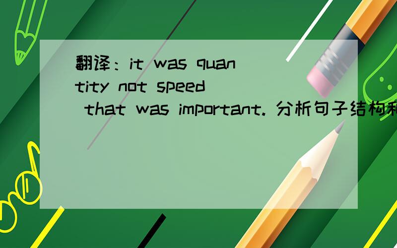 翻译：it was quantity not speed that was important. 分析句子结构和句子成分