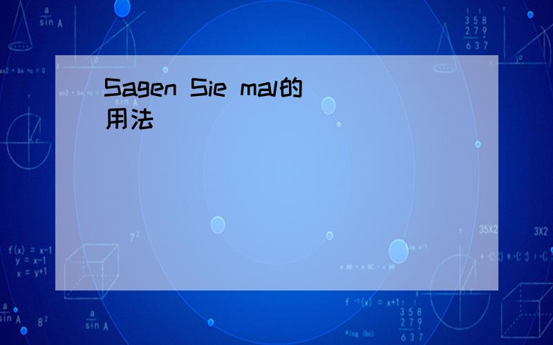 Sagen Sie mal的用法