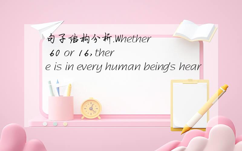 句子结构分析.Whether 60 or 16,there is in every human being's hear