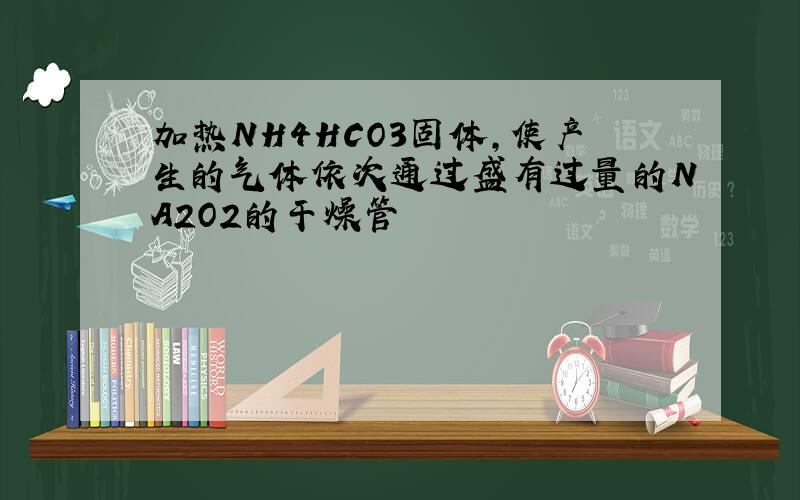 加热NH4HCO3固体,使产生的气体依次通过盛有过量的NA2O2的干燥管