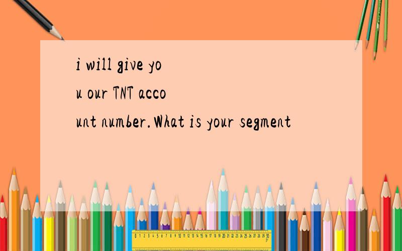 i will give you our TNT account number.What is your segment