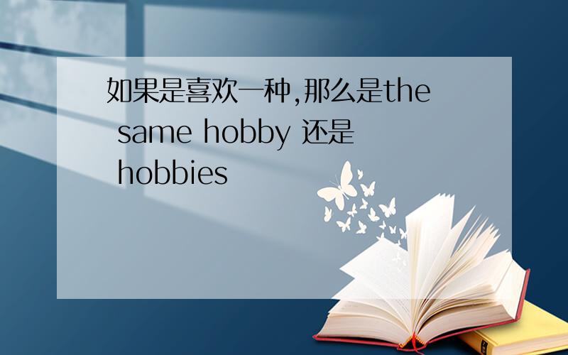 如果是喜欢一种,那么是the same hobby 还是 hobbies