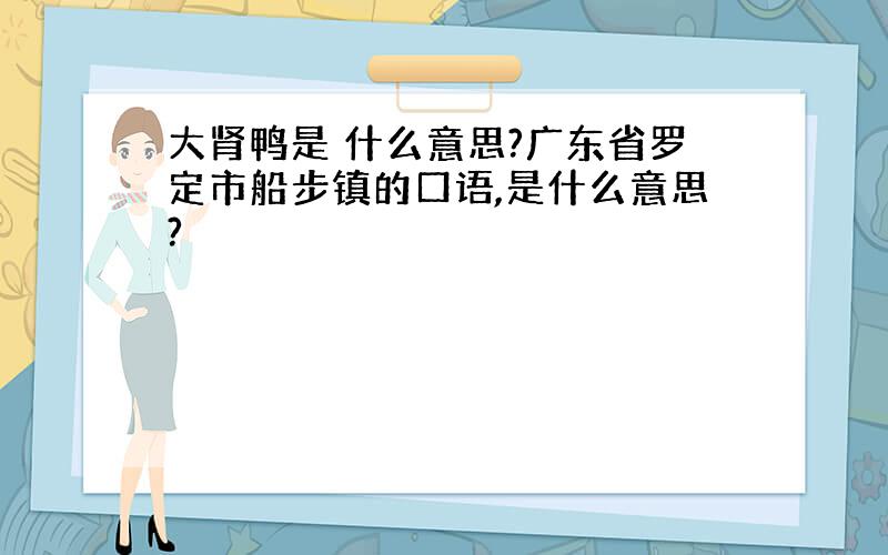 大肾鸭是 什么意思?广东省罗定市船步镇的口语,是什么意思?
