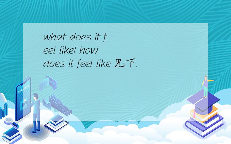 what does it feel like/ how does it feel like 见下.