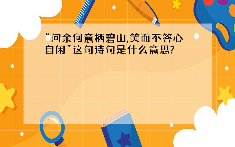 “问余何意栖碧山,笑而不答心自闲”这句诗句是什么意思?